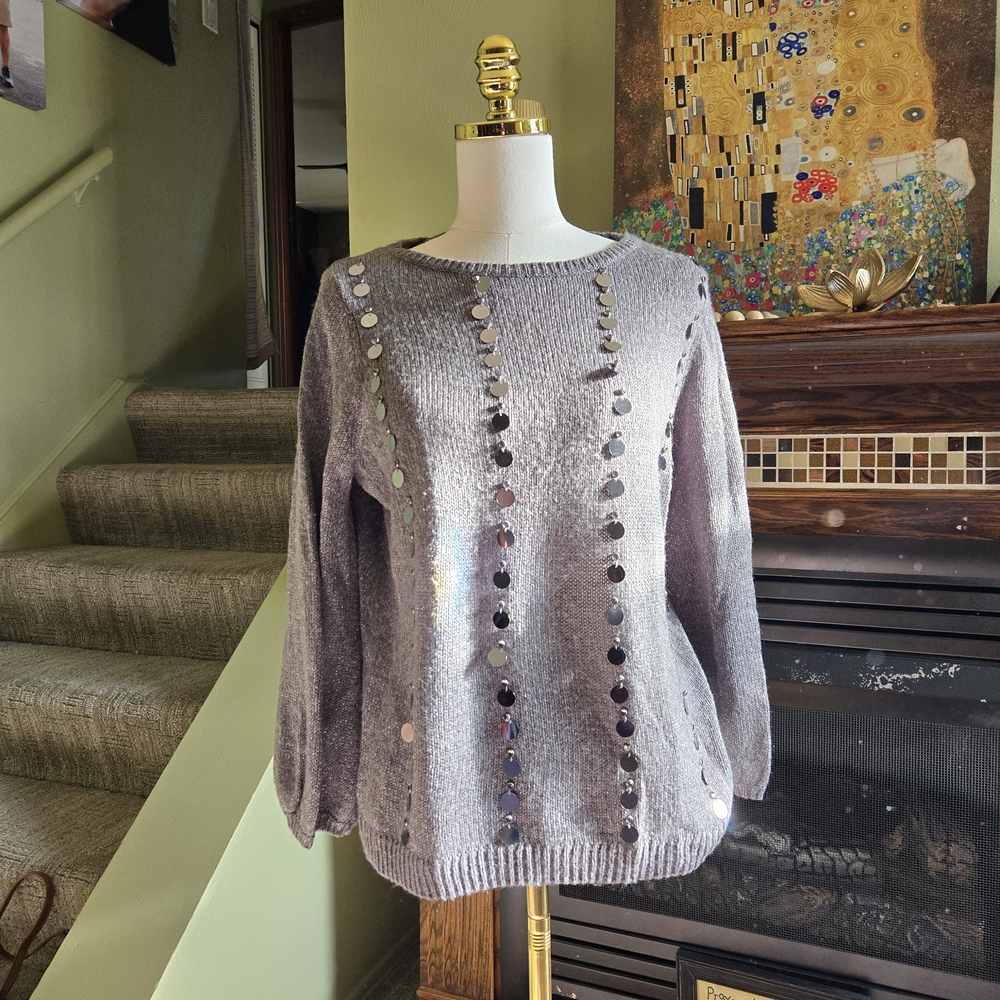 Chico's Shimmering Silver Sweater